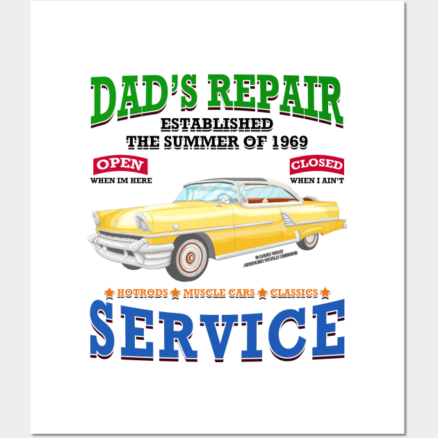 Dad's Repair Classic Car Garage Hot Rod Novelty Gift Wall Art by Airbrush World